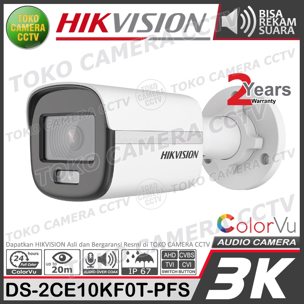 PAKET CCTV HIKVISION 5MP 3K COLORVU AUDIO 16 CHANNEL 10 KAMERA