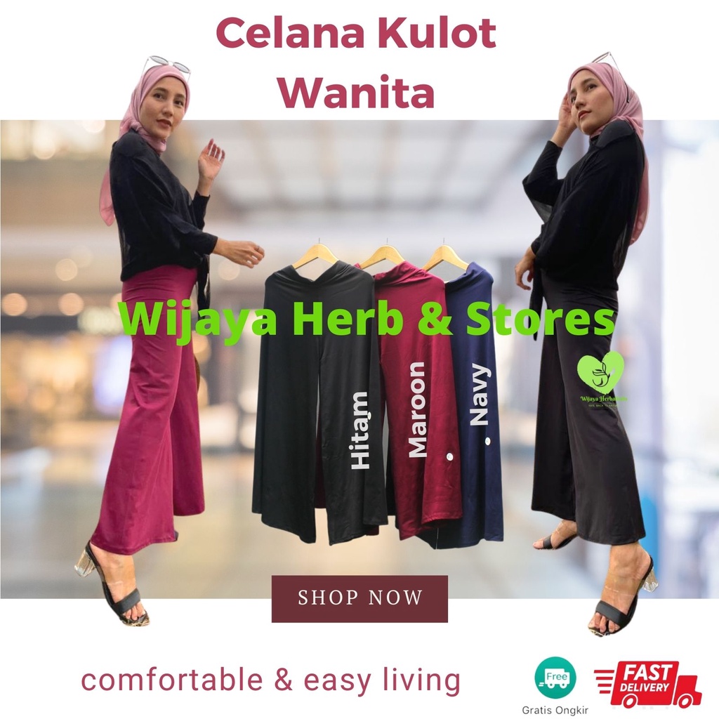 [Fashion] Celana Kulot Panjang Wanita / Size Slim &amp; Jumbo / Spandeks Elastis &amp; Adem