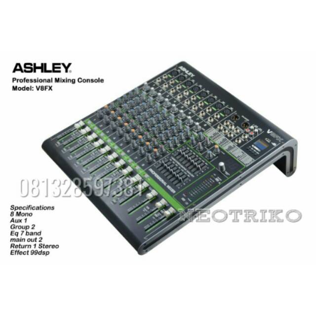 ashley v8fx mixer audio profesional 8 ch xlr FX EQ