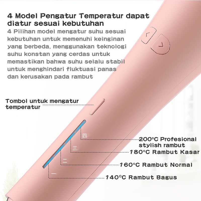 catokan rambut HRJFB05 Keriting otomatis-pink