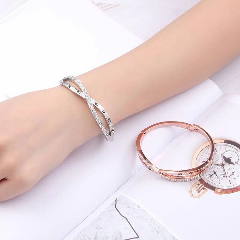 Gelang Premium Titanium Lapis Emas 18k ANTI KARAT Mode Hias Berlian Korea Bangle Wanita