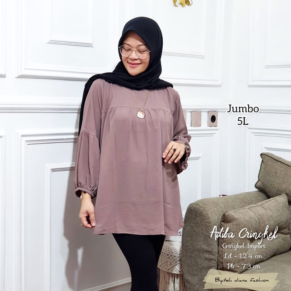 Atasan Wanita Jumbo / Baju Atasan Wanita Jumbo / Blouse Wanita Jumbo Model Adiba Crinkle Ld 124 Cm-4