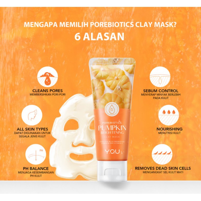 YOU BRIGHTENING AND HYDRATING CLAY MASK Buy 1 Get Free Gift Pouch Cantik