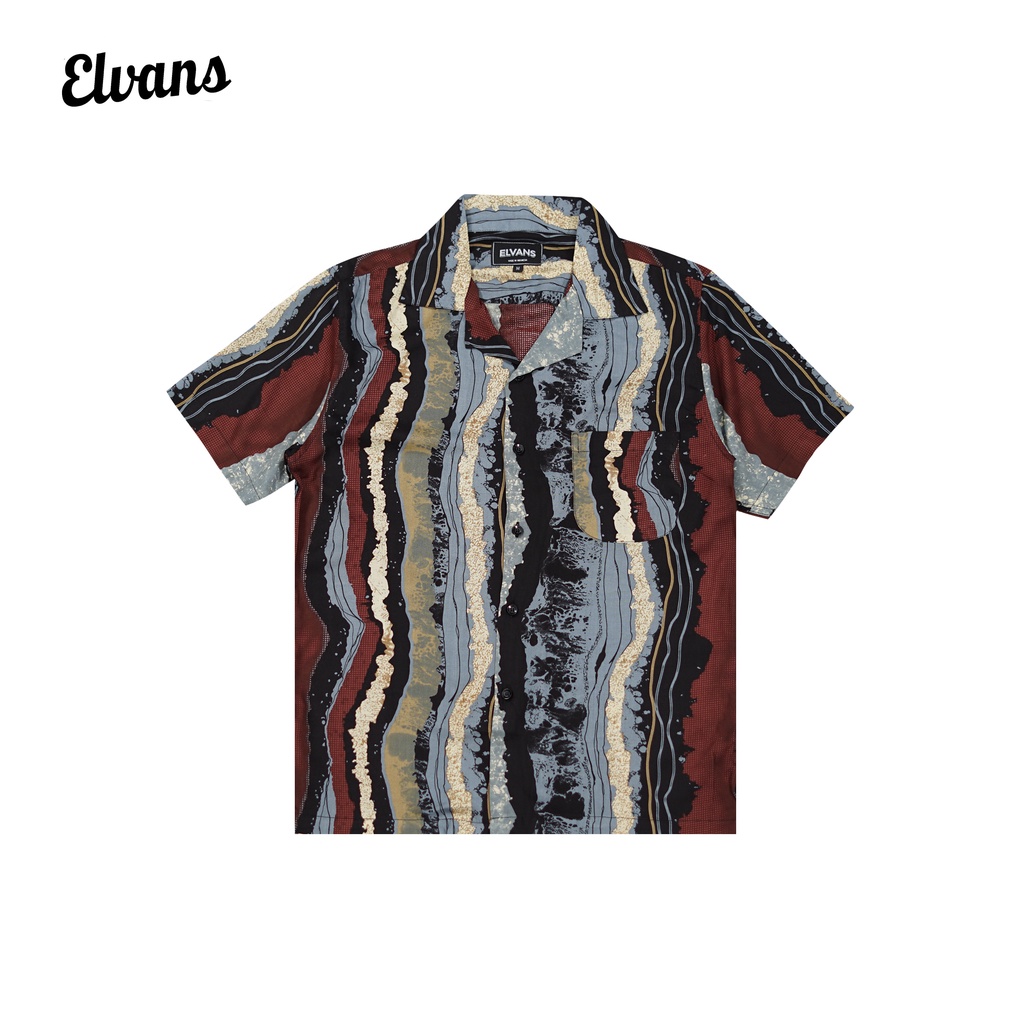 Kemeja Pantai Motif Abstrak Salur By Elvans Reef