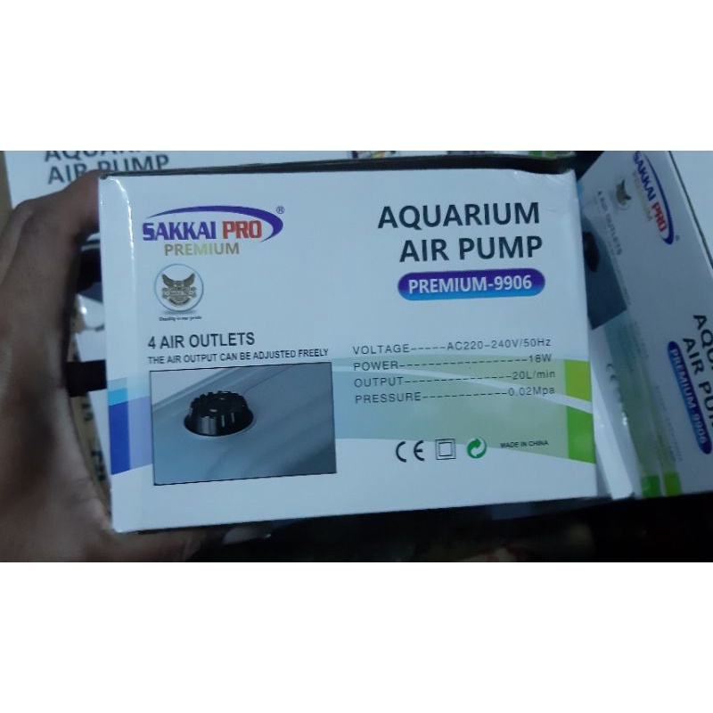 Aerator 4 lubang Sakkai Pro Premium 9906 Pompa udara Angin Gelembung Kolam Aquarium