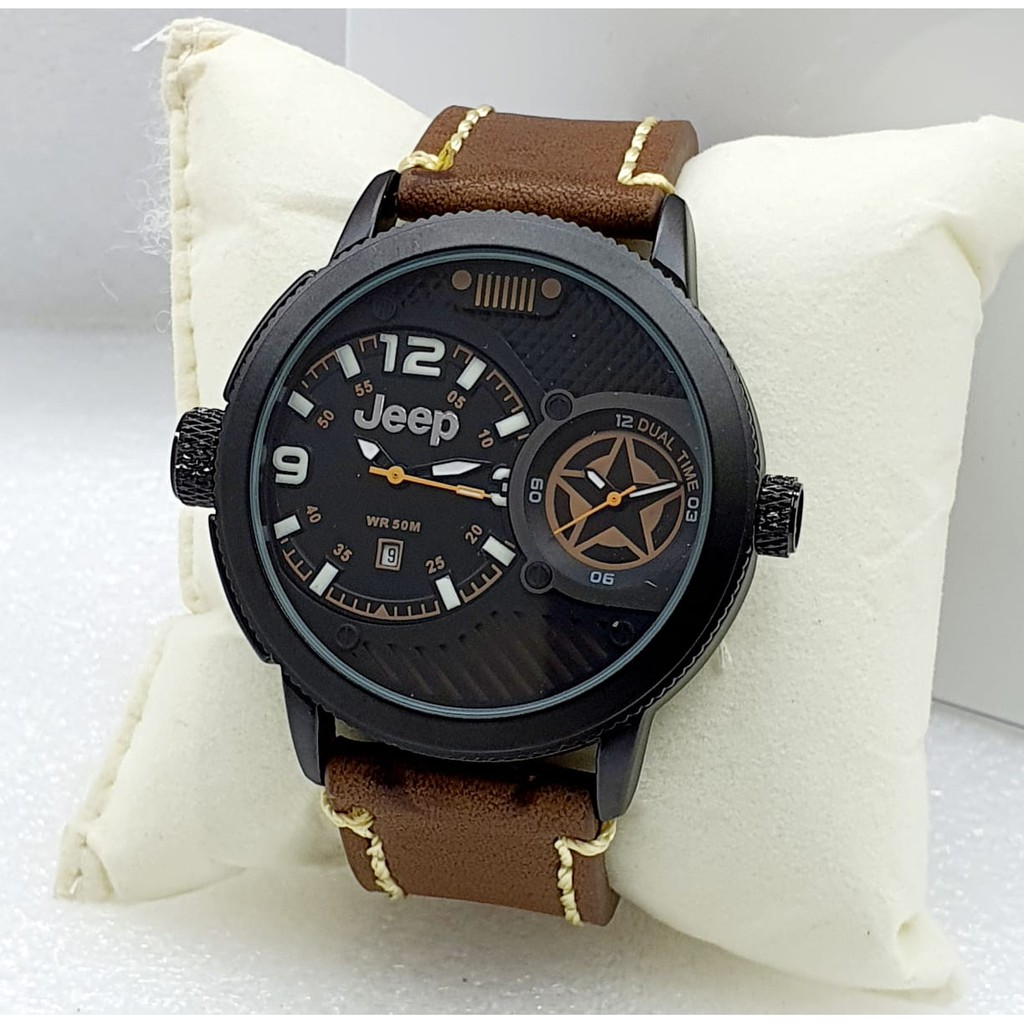 JAM TANGAN PRIA JEEP DUAL TIME KULIT