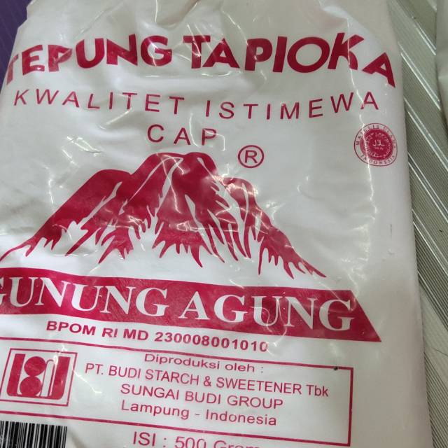 TEPUNG SAGU KEMASAN /TAPIOKA  GUNUNG  @ 500 GRAM.PAKET  2 BKS