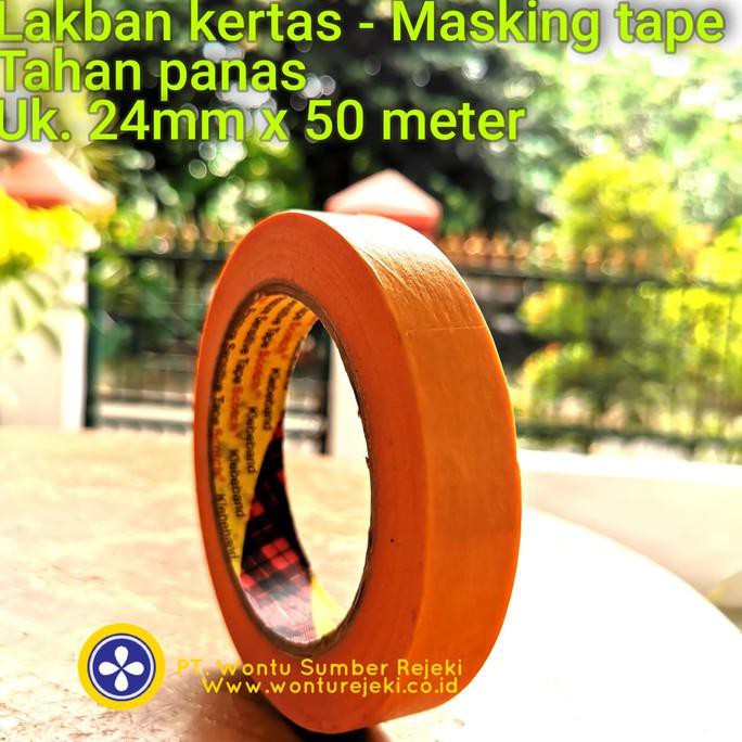 [[BISA COD]] Lakban Kertas / masking Tape Tahan Panas , merk 3M , 24mm x 50 Meter BIG SALE Kode 975