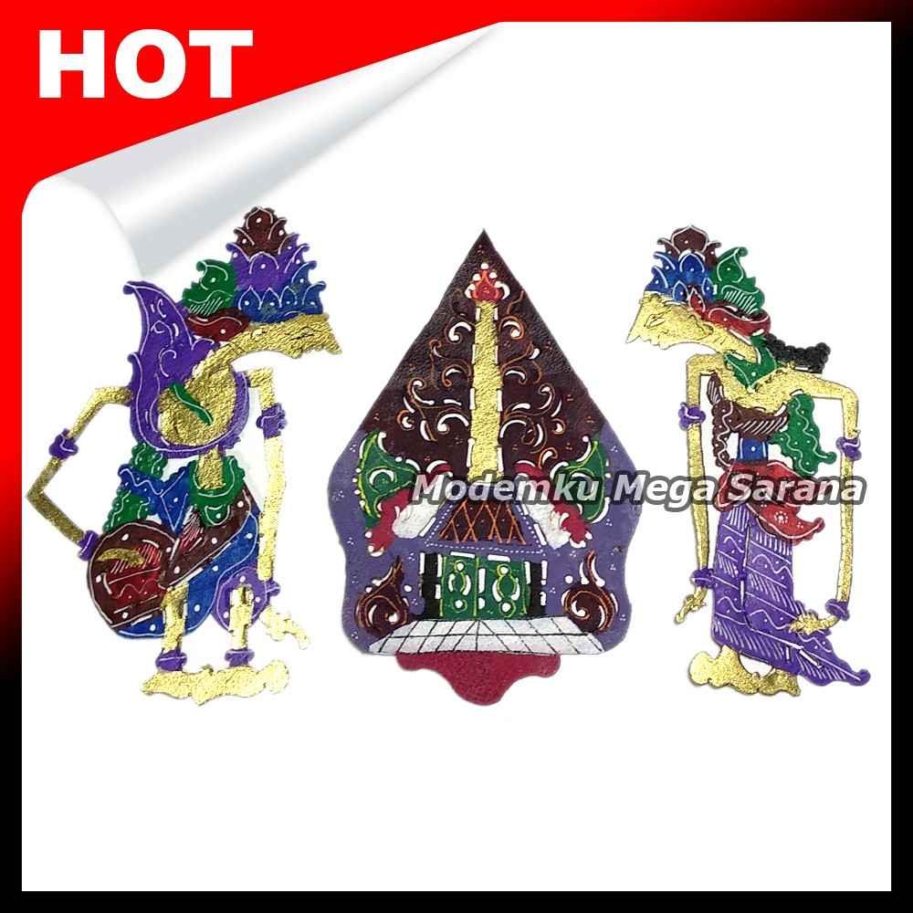 Miniatur Wayang Kulit Rama Shinta &amp; Gunungan Tinggi 10 Cm Tanpa Gagang