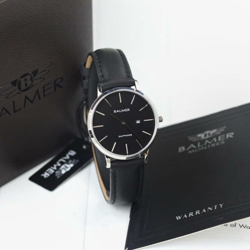 jam tangan wanita BALMER 8143 Tali kulit kaca sapphire original 100%