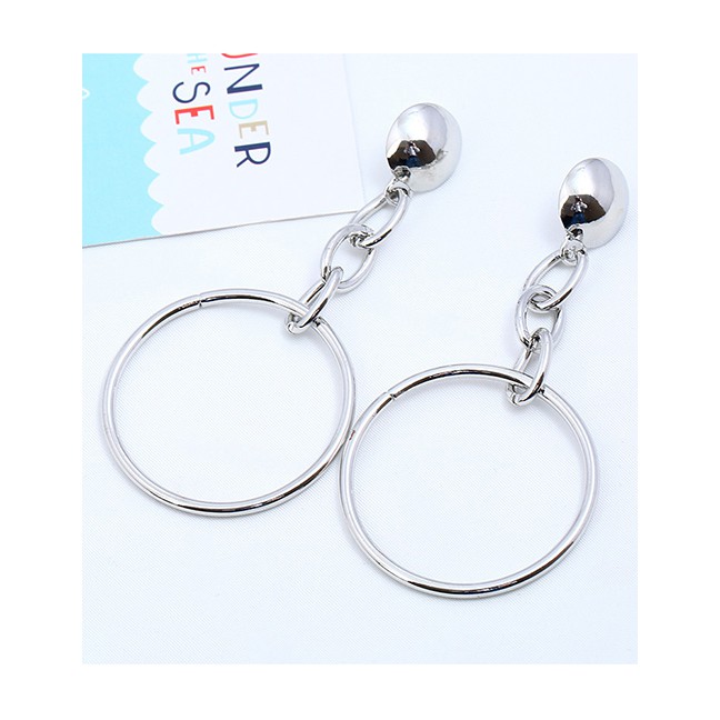 LRC Anting Tusuk Fashion Gold Metal Circle Earrings D07698