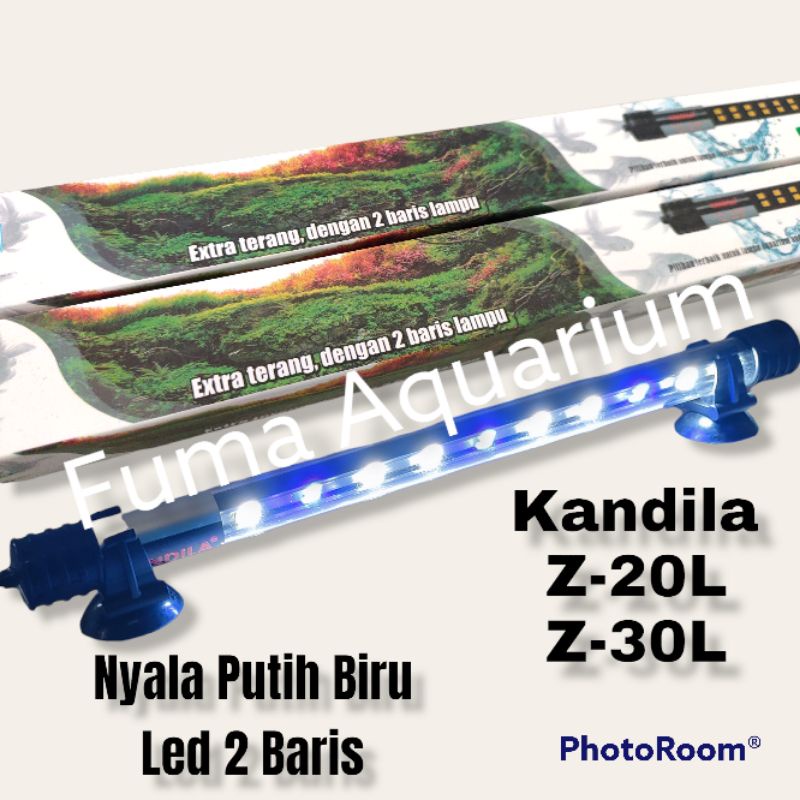 Lampu Aquarium Led Celup Kandila Z-20L Extra Terang Dengan T4 LED 2 Baris Lampu Nyala Putih Biru