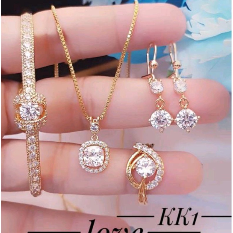 set perhiasan lapis emas 24k titanium asli