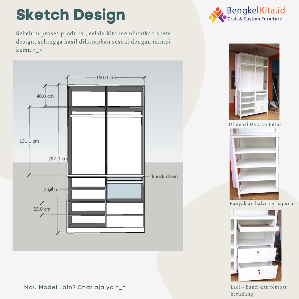 Lemari Minimalist Design IKEA | Lemari kamar | Lemari Besi | Lemari HPL | Lemari Putih