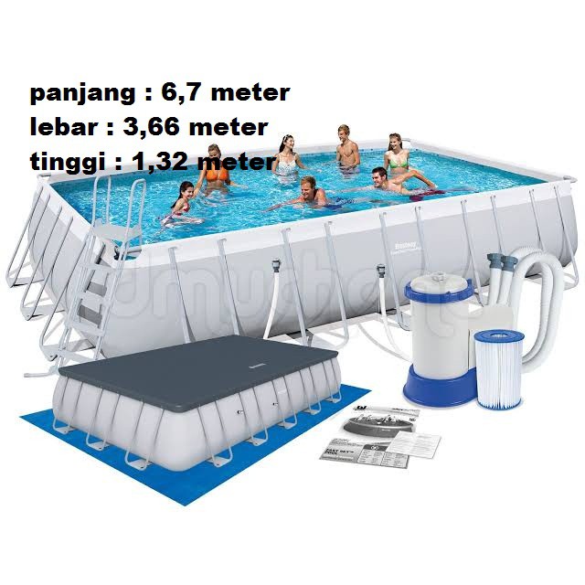 Kolam Renang Swimming Pool Portable Above Ground Big Size Terbesar Inflatable Jumbo Petak Plastik Shopee Indonesia