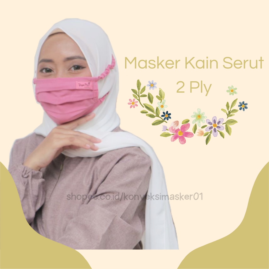 Masker Kain Hijab Headloop 2 Lapis | Masker Serut | Masker Kain Polos | Masker Kain Premium | Masker