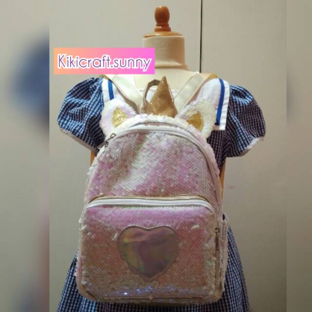 Tas sequin unicorn besar / tas sequin anak /tas ransel sequin besar