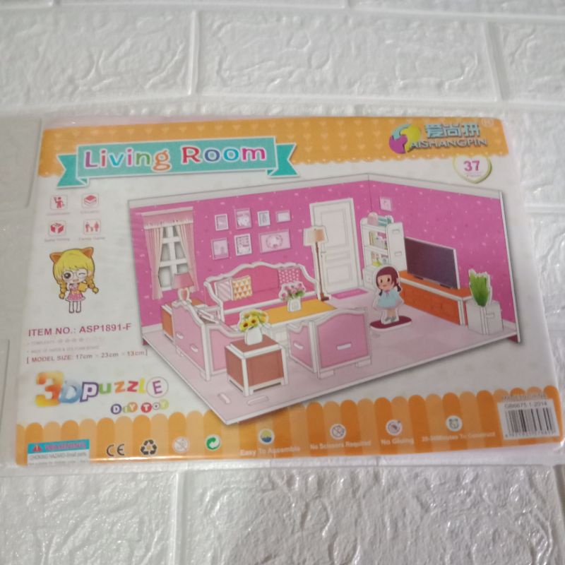 LYSASHOP - MAINAN EDUKASI ANAK PUZZLE 3D DIY BESAR/MELATIH MOTORIK KREATIFITAS KESABARAN IMAJINASI-Baby Living Room