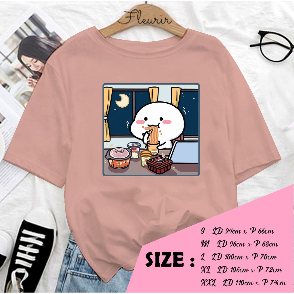 FLEURIR - KAOS OVERSIZE PENTOL MAKAN KATUN  KAOS WANITA DEWASA LENGAN PENDEK TEE UNISEX JUMBO