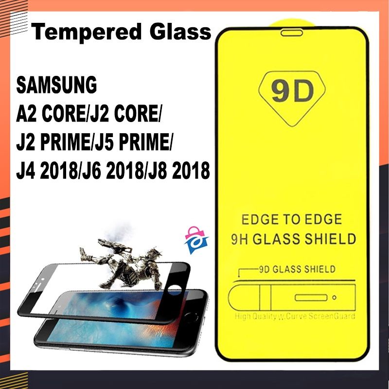 TEMPERED GLASS 5D/6D/9D FULL COVER SAMSUNG A2 CORE/J2 CORE/J2 PRIME/J5 PRIME/J4 2018/J6 2018