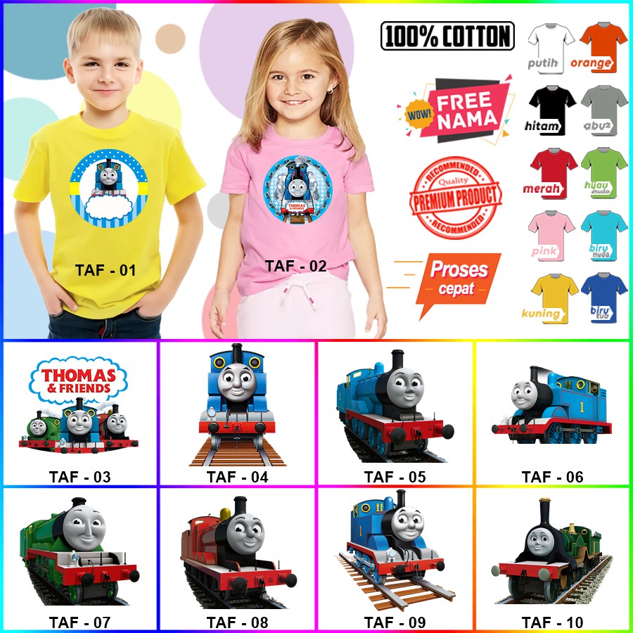 Baju Kaos ANAK DAN DEWASA THOMAS AND FRIENDS COUPLE (FREE NAMA)