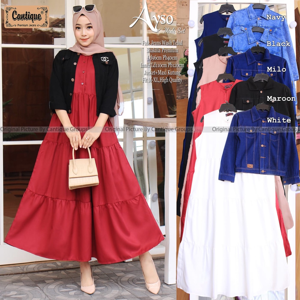 AYSO MIDI DRESS SET WITH JACKET JEANS ORIGINAL CANTIQUE