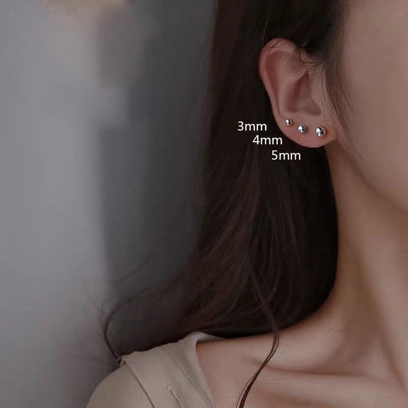 We Flower 6PCs S925 Silver Mini Ball Beaded Stud Earrings for Women Girls Chic Fashion Ear Jewelry Set
