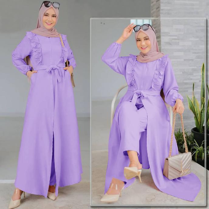 Daleela One Set Setelan Baju Muslim Polos 2In1 Fashion Terbaru - Dusty Original
