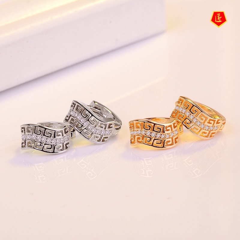 [Ready Stock]Fashion Creative Silver Single Row Diamond Earrings