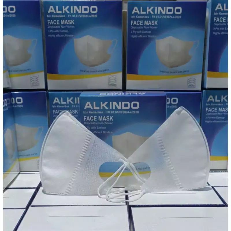 MASKER DUCKBILL ALKINDO GARIS 4ply Premium Earloop Mask Kemenkes | Duckbill MOUSON GARIS 4PLY