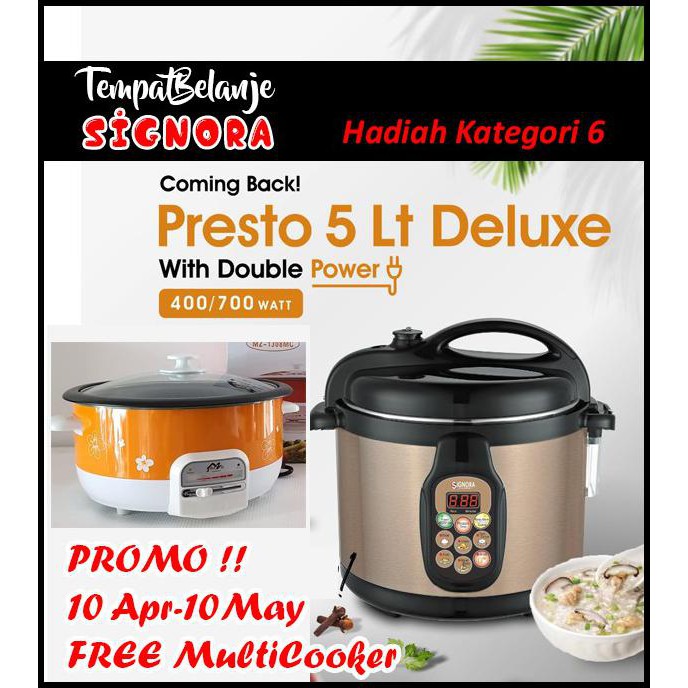 Signora Presto Deluxe 5Lt Lt Liter Listrik Panci Elektrik Otomatis