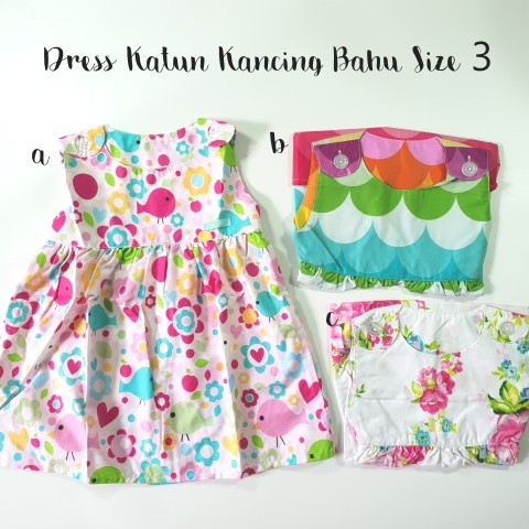 Dress Anak Katun Kancing Bahu Size 3