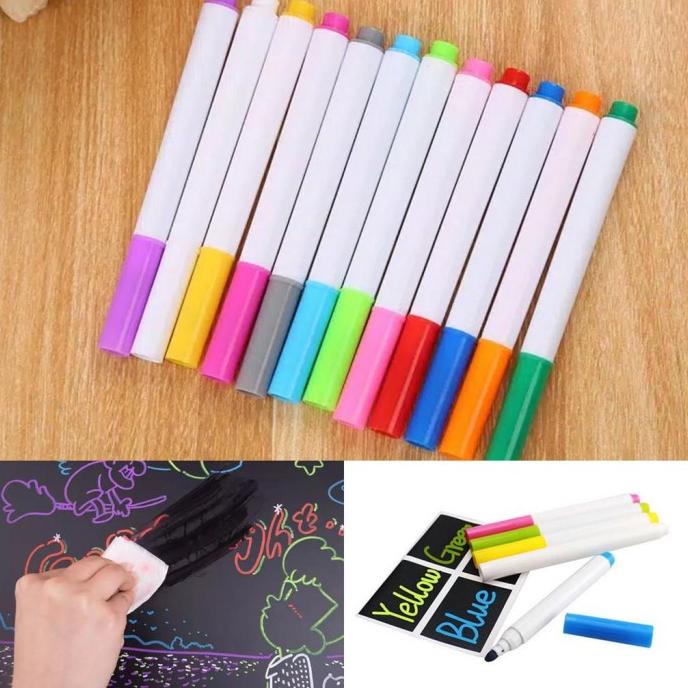 

Promo Awal tahun 12 Pcs Colorful Chalk Pen / Kapur Spidol Cair Warna Marker Papan Tulis Promo Awal tahun