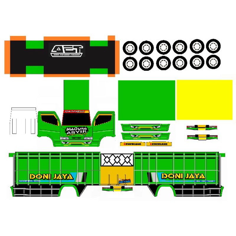 Sticker papertruk skala 20 truk cabe oleng CCTV papercrafttruk papercraft truck