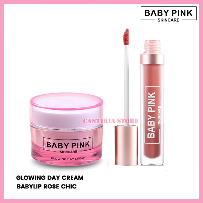 Glowing Day Cream & Babylip Rose Chic Baby Pink Skincare Aman Halal BPOM Original