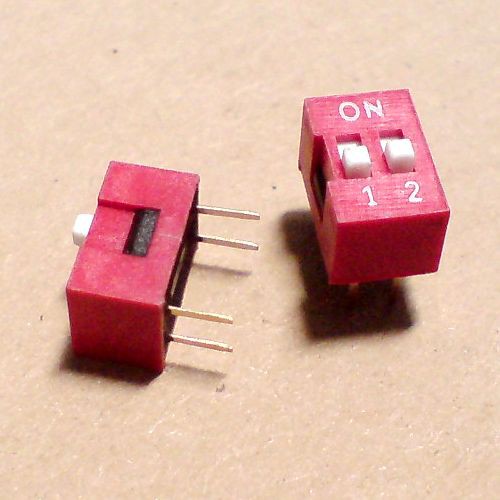 SLIDE DIP switch 2 pin 2pin 2p red color 2.54mm warna merah 4 kaki 4pin 4p