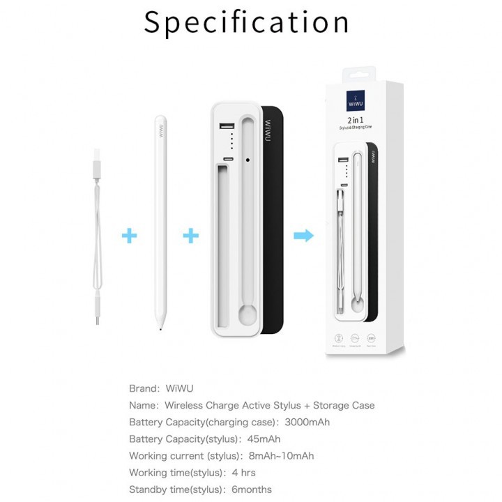 WIWU 2-in-1 Stylus and Wireless Charging Case 3000mAh Built-in Battery