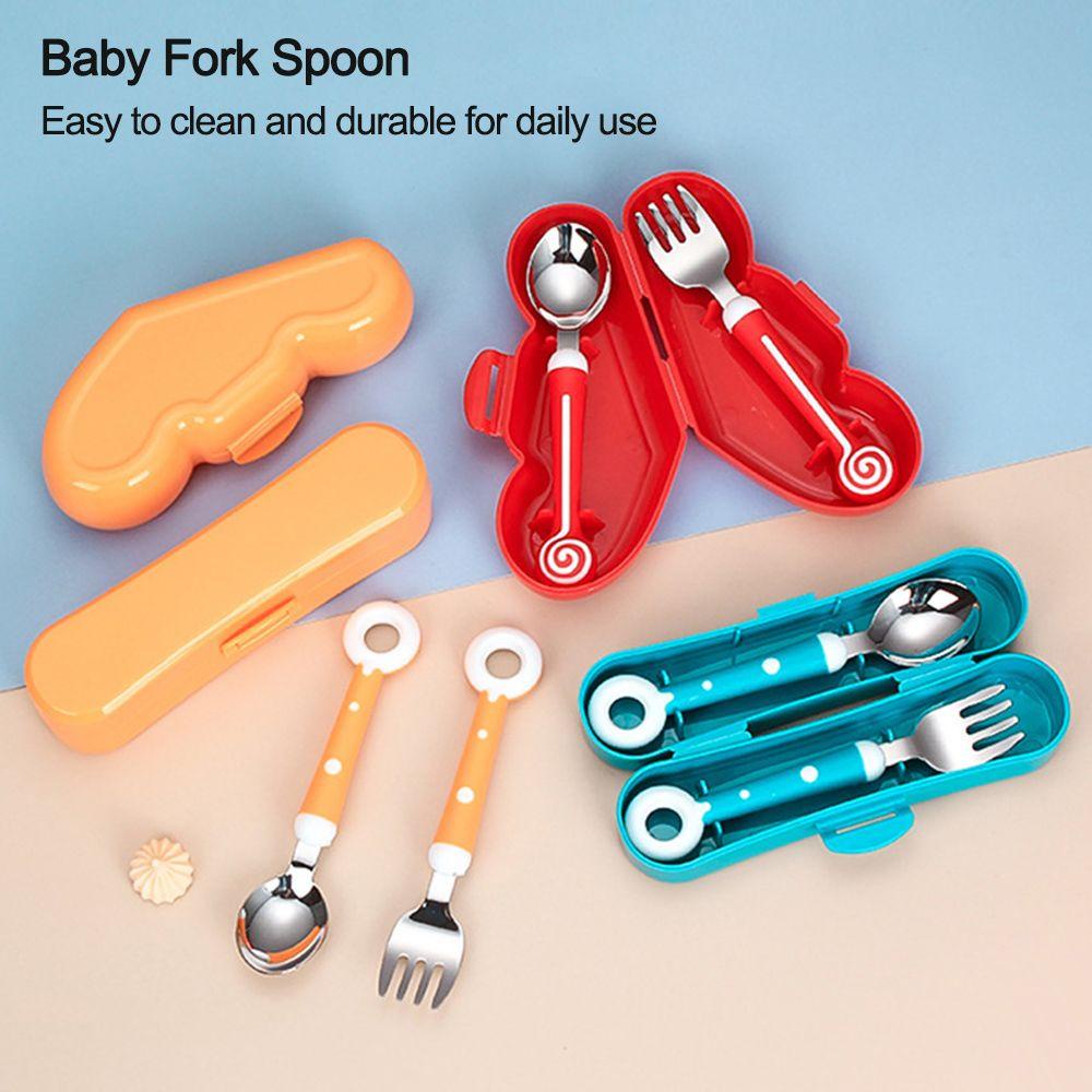 Top Baby Spoon Fork Portable Set Peralatan Makan Makan Makan Makan Bayi Cutlery Set