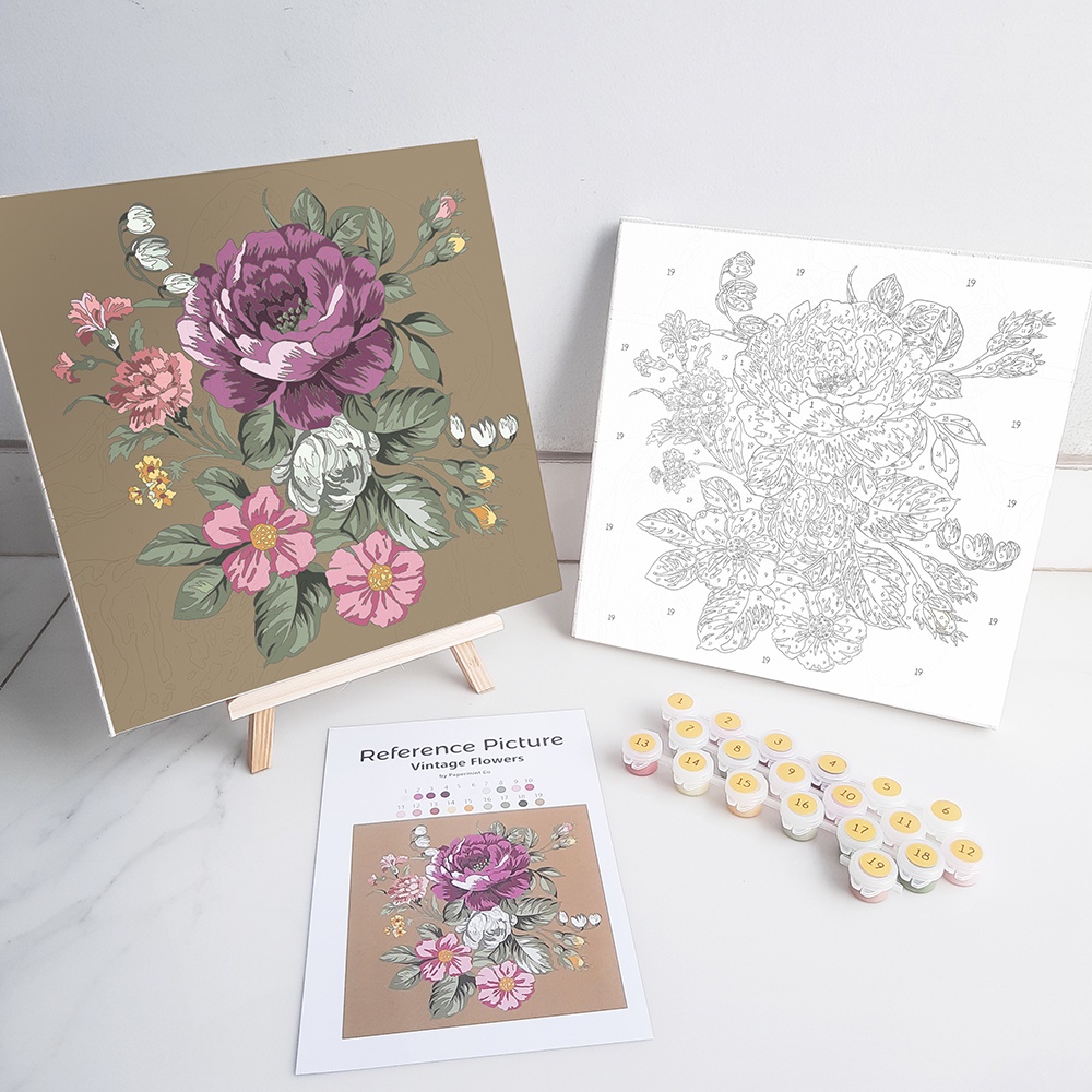 

[Artopia] Paint by Numbers Vintage Flower by Papermint Co / Estetik Aesthetic Flowers Bunga Number Hiasan Lukis Beginner