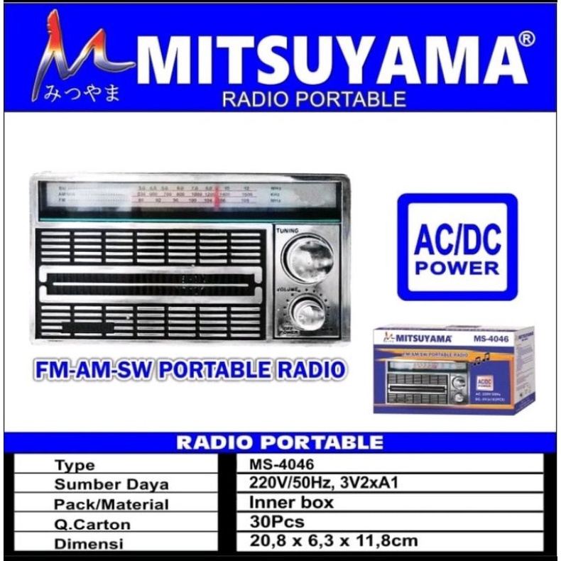 Radio Fm Portable Mitsuyama MS 4046 AC DC
