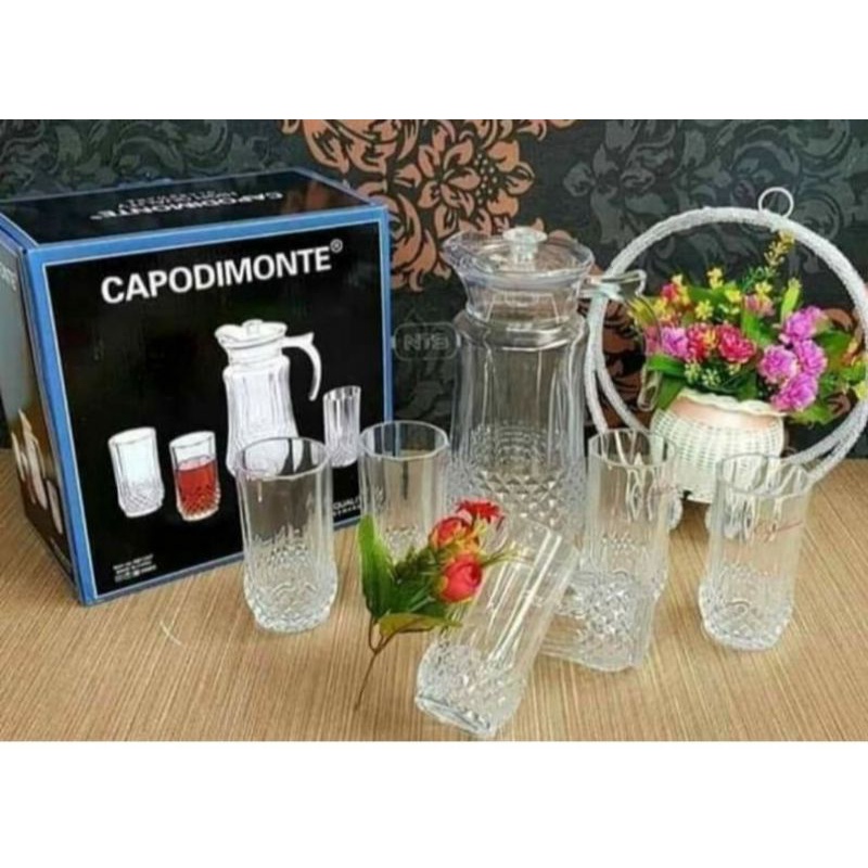 Drinking Set + 6 pcs Gelas / 1Pcs Tempat Sirup Air Minum Lebaran