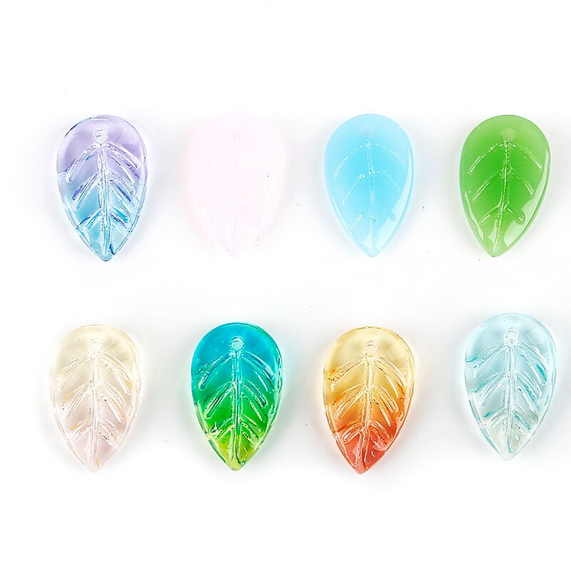 18*11 Handmade Glass Leaf Beads Hole 1.5mm 5 pcs/Lot Leave Glass Beads for Pendant Dangles Earrings Untuk Aksesoris Pembuatan Perhiasan Liontin DIY