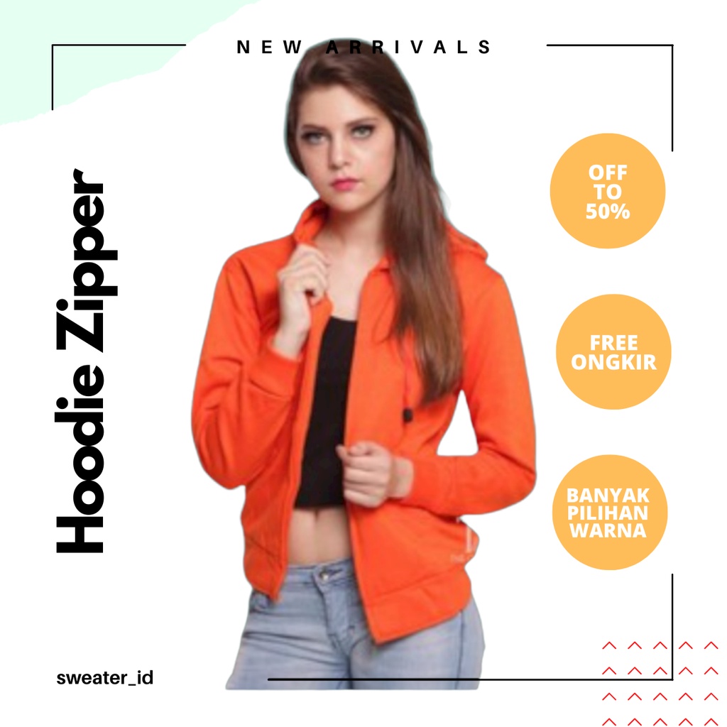 SWEATER_ID Hoodie Zipper Orange Resleting Polos Unisex