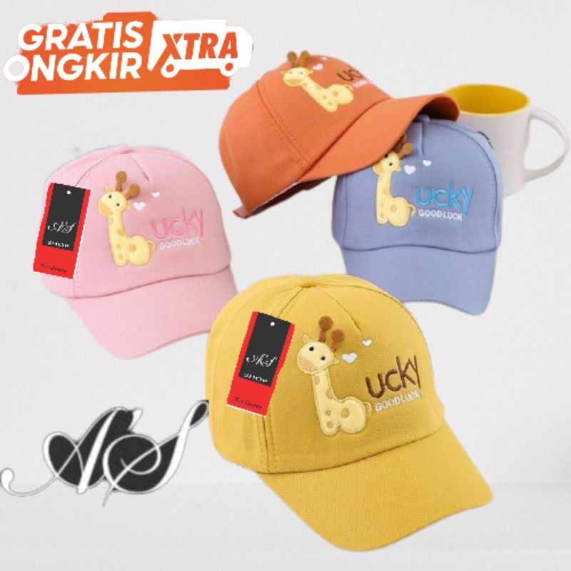 (A'S SHOP)TOPI ANAK UMUR 2-7 TAHUN Good LUCKY JERAPAH ANAK ANAK GOODLUCK QUALITY TOPI / TOPI ANAK LUCKY