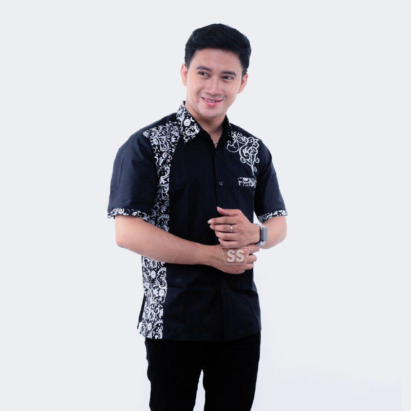 Kemeja Pria lengan pendek kombinasi batik terbaru motif clurit