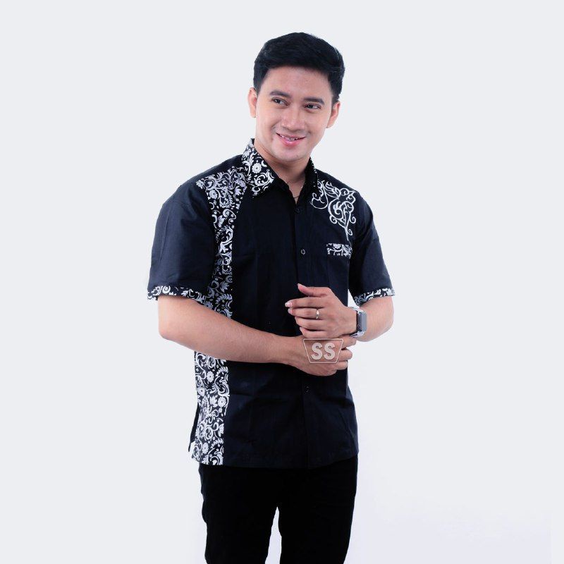 Kemeja Pria lengan pendek kombinasi batik terbaru motif clurit