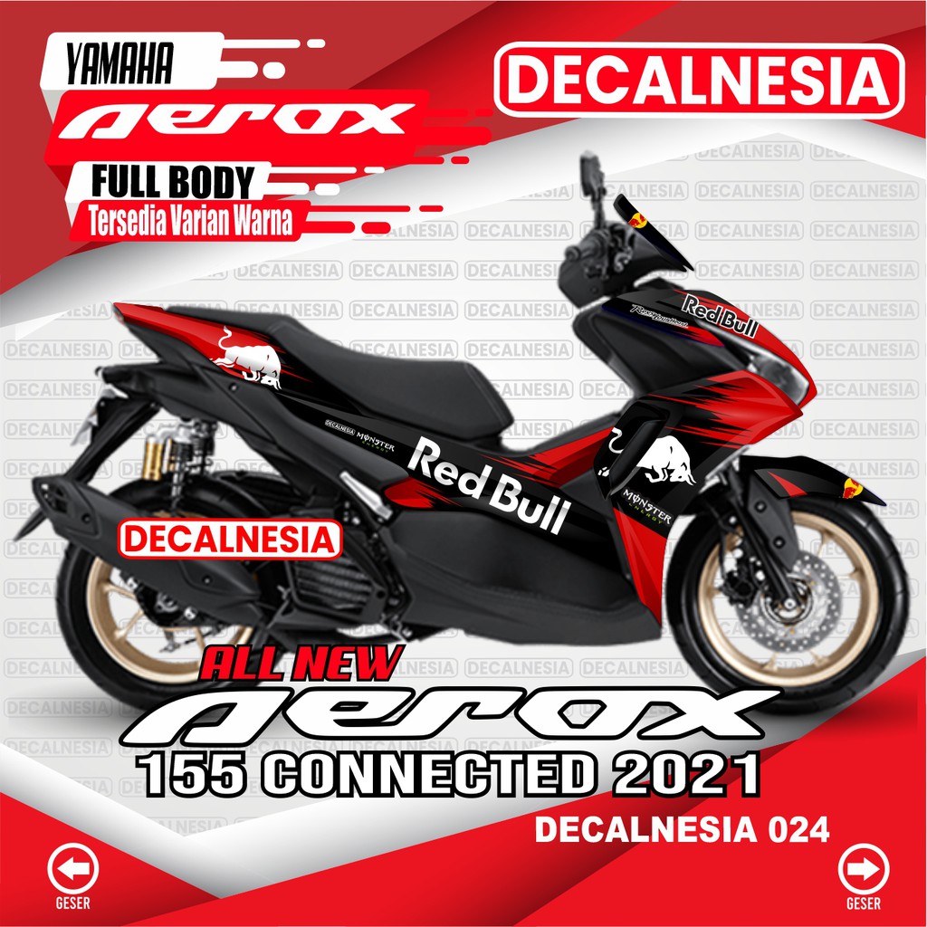 Decal Stiker Aerox 2021 Variasi Fullbody Decal Aerox 2021 Dekal Sticker Aerox New Connected Red Bull