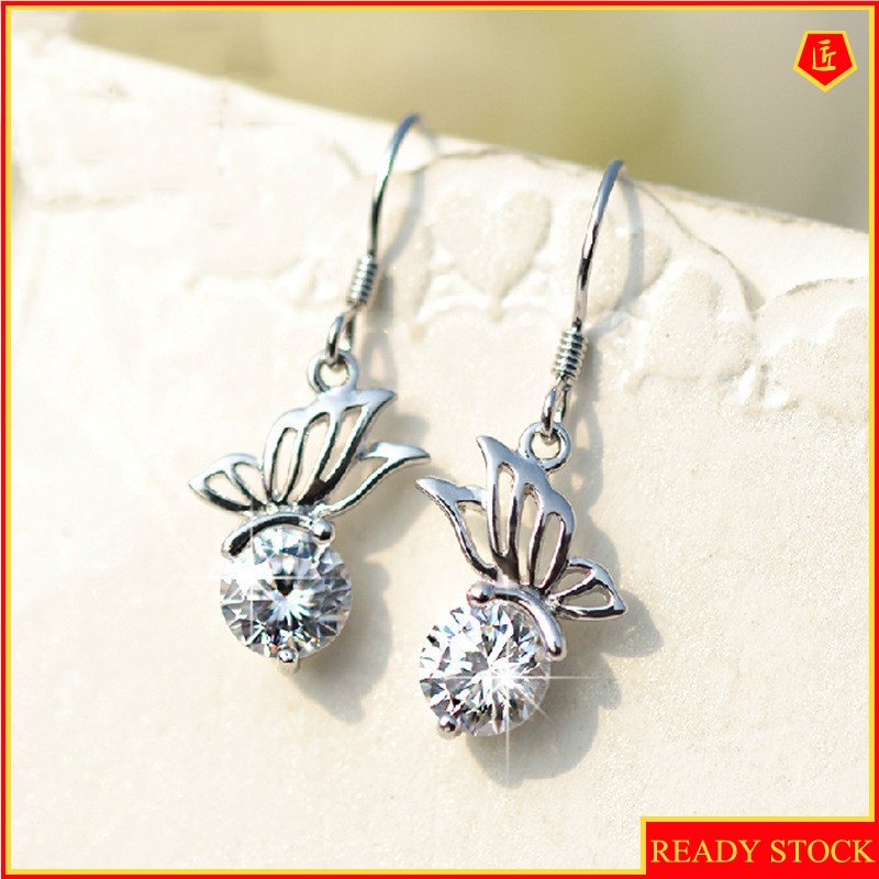 [Ready Stock]Female Silver Fashion Butterfly Moissanite Stud Earrings