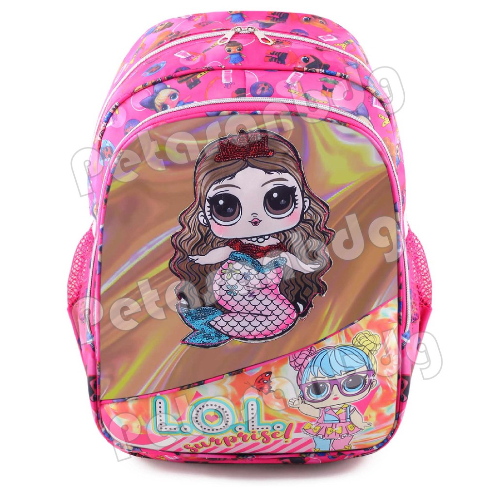 PTS - Ransel Sekolah Anak Perempuan Karakter LOL SURPRISE - Ransel Hologram LED - DAYLIGHT - FREE BOTOL