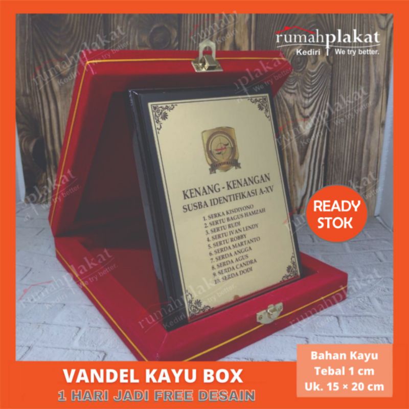Vandel Kayu Box | Plakat Kayu Magang | KKN | Kenang  Kenangan | Penghargaan | Seminar | PKL | Magang